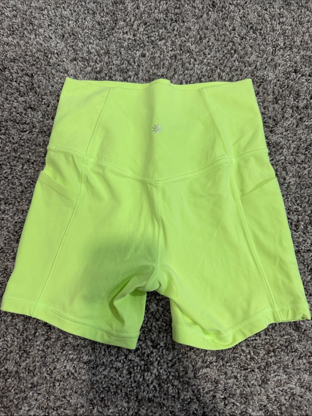 Athleta Neon Lime High-Waist Bike Shorts